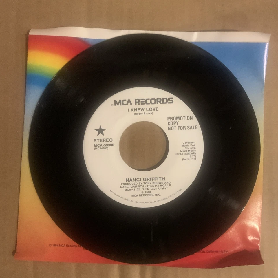 Nanci Griffith, 45 rpm, Promo, VG+, I Knew Love, MCA-53306 - Image 2 of 2