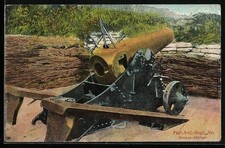 Bronze mortar in position, postcard