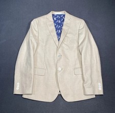 Lauren Ralph Lauren Blazer Boys 12R Beige Sport Coat Linen Blend Nautical Lining