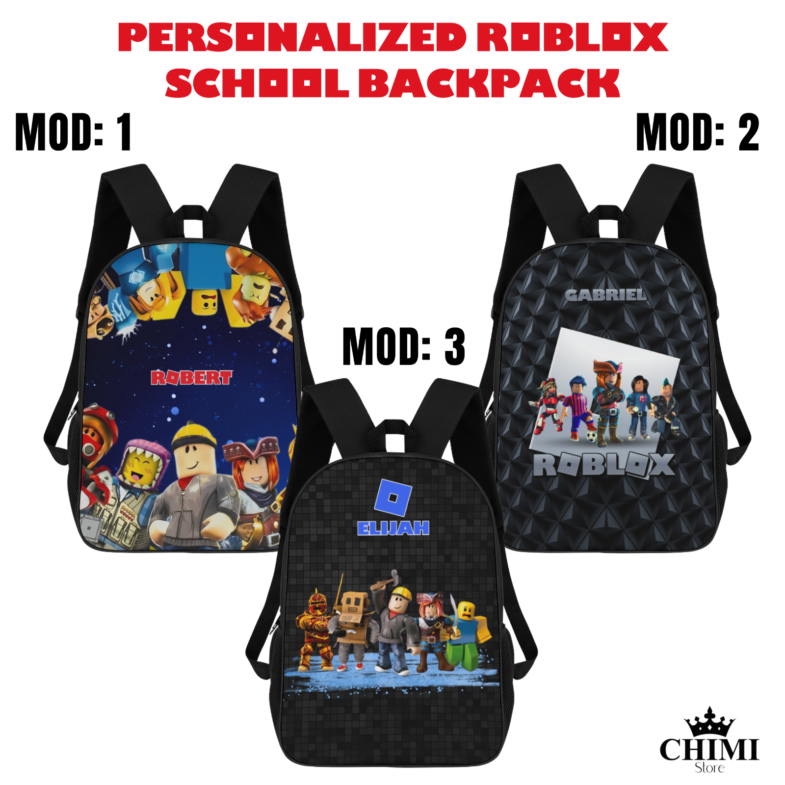 Personalized Roblox School Backpack - Durable & Custom Design for Kids