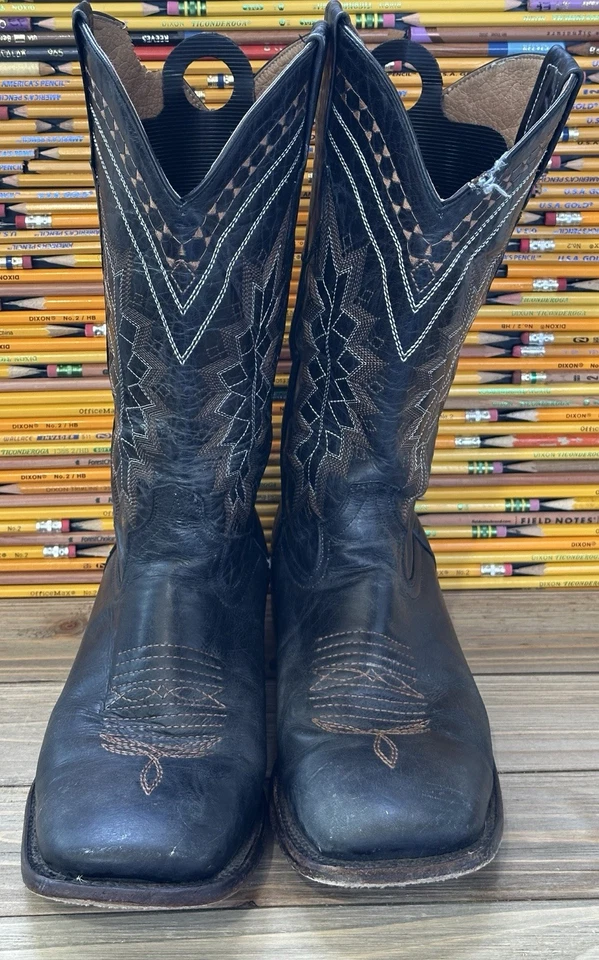 Ferrini Western Cowboy Boots Square Toe Black Size 9 EE Men's Rodeo - Image 3 of 4