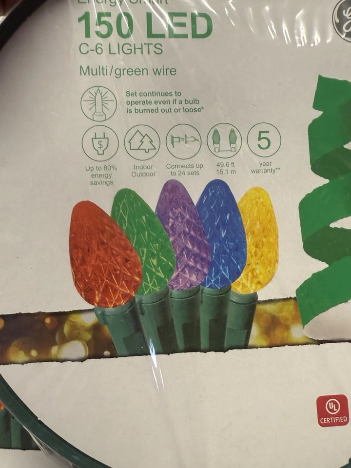 GE StayBright 150-Count Multicolor C6 LED Christmas Lights * NEW * 11 Sets - Image 3 of 4