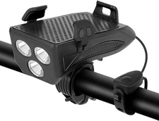 3 in 1 Bike Headlight: 400LM Light, Phone Mount, 4800mAh Power Bank 130dB Horn