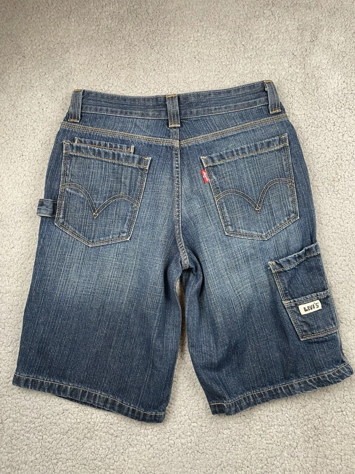 Pantalones Cortos Sueltos Levi's Juveniles Talla 14 Azul Carpintero Calce Suelto Y2K Foto 2 de 4