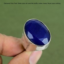 Oval Blue Saphire Gemstone Trendy Anniversary Promise Unique New Ring 925 Silver