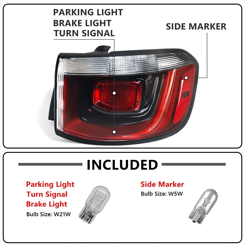 Right Outer Tail Light For Jeep Compass 2017-2020 Halogen Taillight Brake Lamp Foto 3 de 4