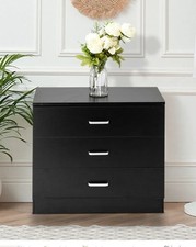 Modern Simple 3-Drawer Table Nightstand Dresser Black