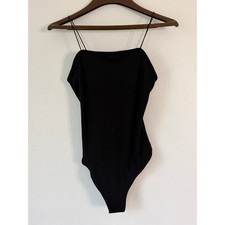 Black Spaghetti Strap One Piece Snap Closure Body Suit Layering Piece Sz Medium