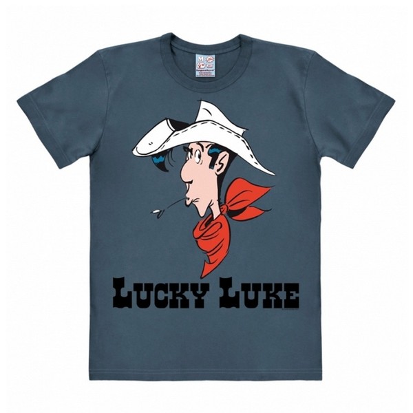 100% Baumwolle Logoshirt® Easy Fit Lucky Luke Portrait T-Shirt (Blau) - L-image