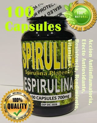 Espirulina,Espirulina pura,espirulina natural organica 100 capsulas 700mg !!!