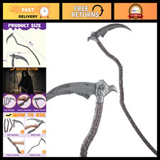 Grim Reaper Scythe Prop - Faux Blade Weapon Costume Accessory for Halloween Part