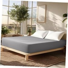 Cotton Fitted Sheet Queen Only,Ultra-Soft Hotel Luxury Long 60"x80" Grey