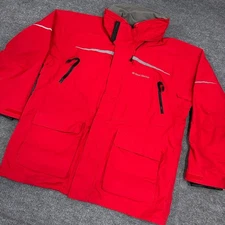 West Marine Jacket Men XL Nautical Gear Third Reef Red Hooded Rain Reflective 