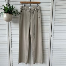 Abercrombie  Fitch The Loose High Rise Khaki Wide Leg Pants 27 4L Tan Belted