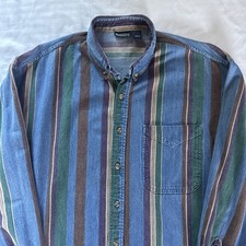 BuonUomo Vintage Men's M Denim Striped Button-Down Long Sleeve Shirt USA Made