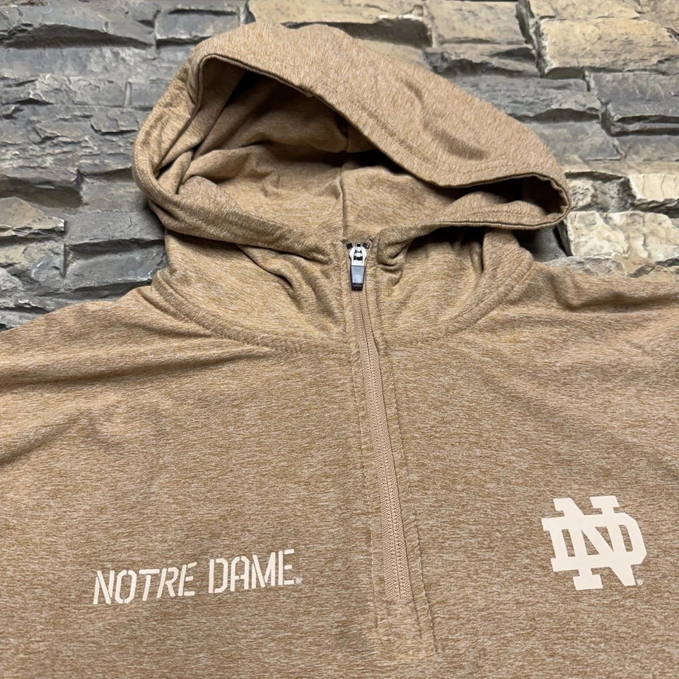 Chaqueta Notre Dame Lucha Irlandesa 1/4 Cremallera Para Hombres XL Pullover Marrón Suéter Universitario Foto 2 de 4