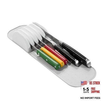 Knife Mat, Soft-Grip Slot Organizer for 5 Knives, Non-Slip Drawer Insert
