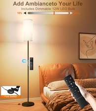 Dimmable Floor Standing Tall Lamp 12W Led Bulb with Lampshade Remote Foot Switch