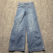 SPANX Jeans Womens S Petite Vintage Indigo Wide Leg Pull On Seamed Front 20407Q