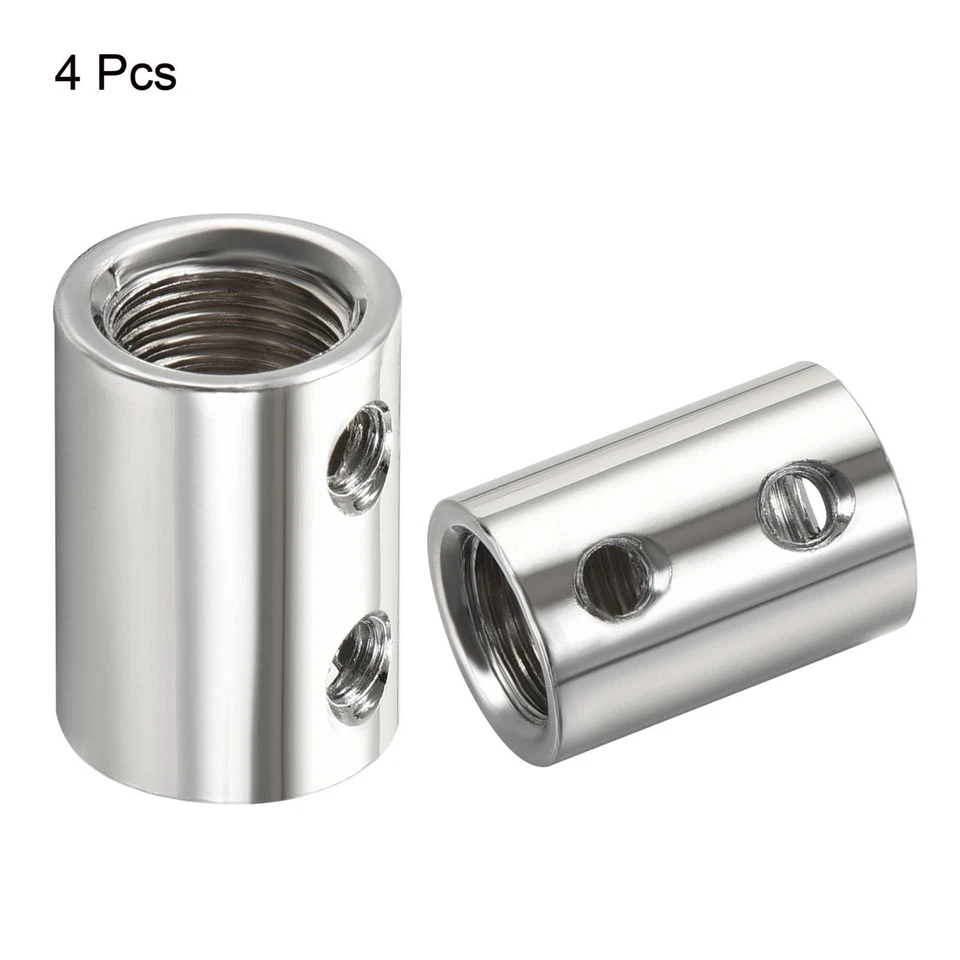 4x Runde Überwurfmutter M10 M4 Gewindehülse Stehbolzen Rohrverbinder Silber Ton - Bild 3 von 4