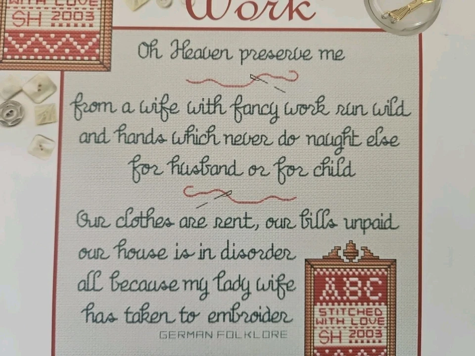 Sue Hillis FANCY WORK Counted Cross Stitch Pattern L196 & Brass Charm - Image 2 of 4