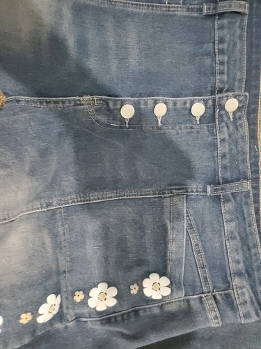 Vintage 70s 80s Style Denim Bellbottom Flare Jeans Button Up Floral 38/29 3xl - Picture 5 of 10