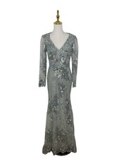 Mac Duggal Dress 67539 Floral Embroidered Sequin Lace Gown Size 4 $698