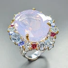 GEM A+ 48 ct+ Natural Lavender Quartz Ring 925 Sterling Silver Size 8 /R466026