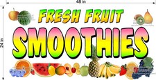 2' X 4' VINYL BANNER FRESH FRUIT SMOOTHIES FULL COLOR GRAPHICS NEW 