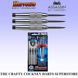 26g HARROWS ASSASSIN Tungsten Dart Set complete with Flights & Stems 26g HARROWS ASSASSIN Tungsten Dart Set complete with Flights & Stems