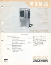 Sony Model M-9/M-9G Micro Cassette-Corder Service Manual Revised