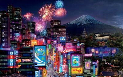 Tokyo at Night Cityscape Skyline Mountain Japan Wall Print Photo