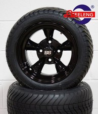 Golf Cart 12 Black Godfather Wheels And 21540-12 Dot Low Profile Tires 4