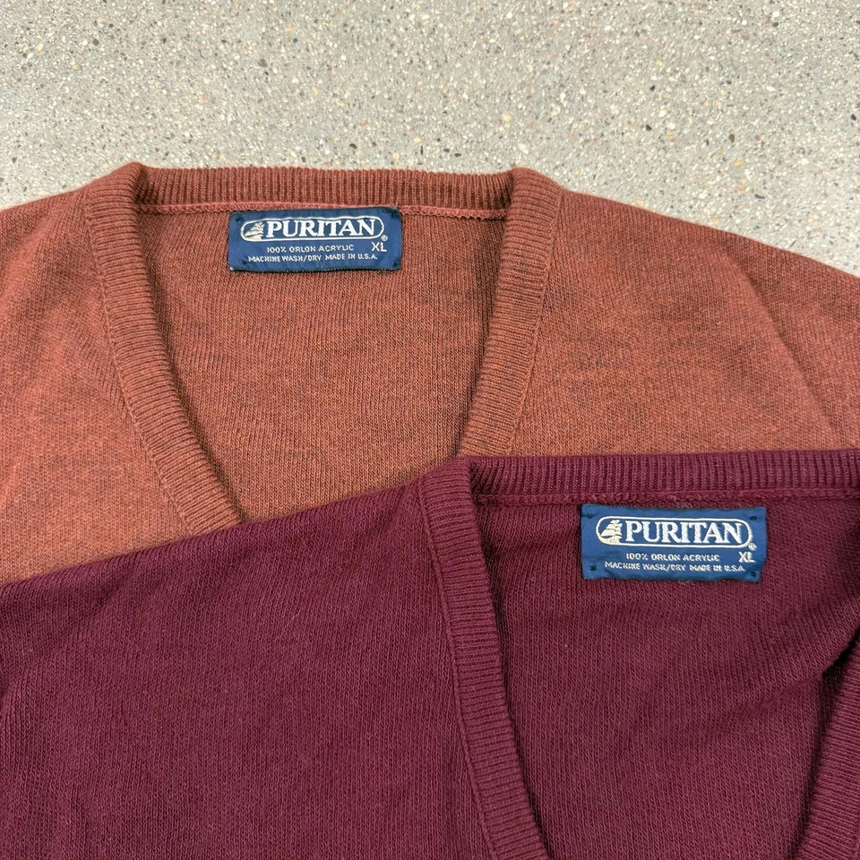 Lote de 2 suéteres vintage anos 80 PURITAN Orion acrílico gola V GG - Imagem 2 de 4