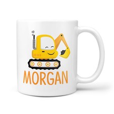 Personalised Children's Kids Digger Truck Boys Son Christmas Birthday 10oz Mug