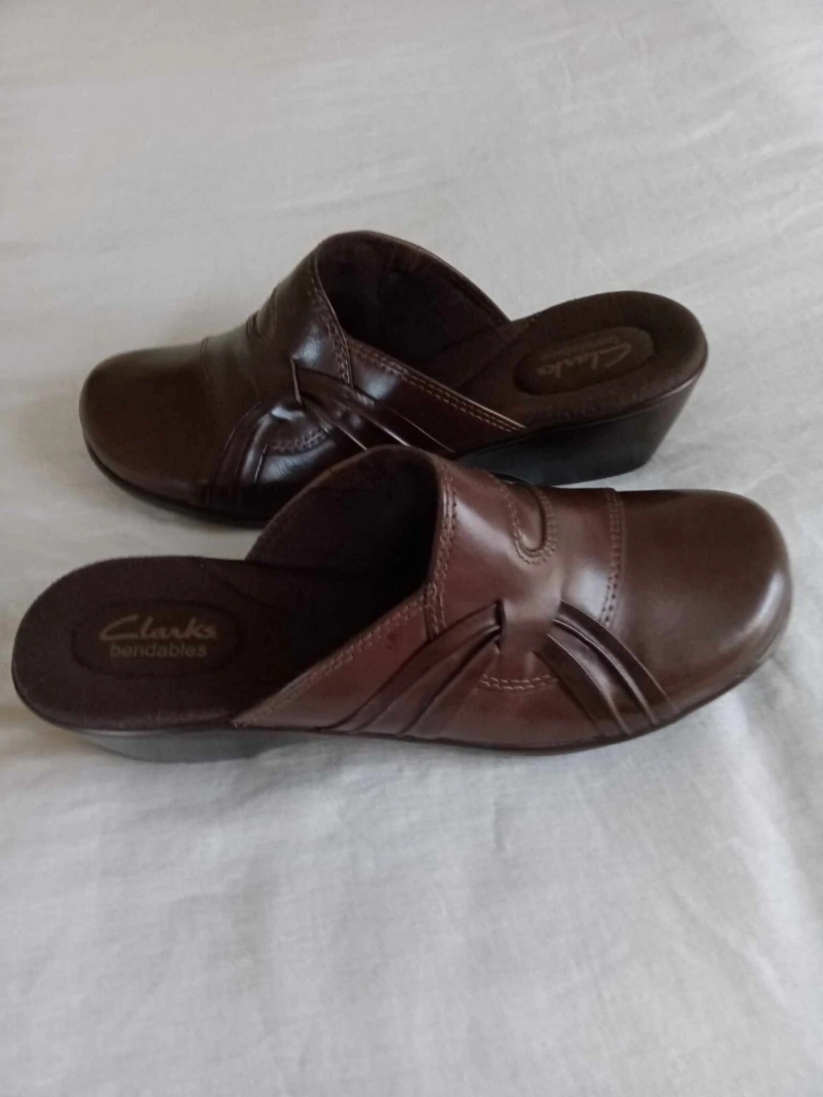 Scarpe Clarks Bendables mocassino donna #62896 slip on pelle mulo marrone taglia 9M