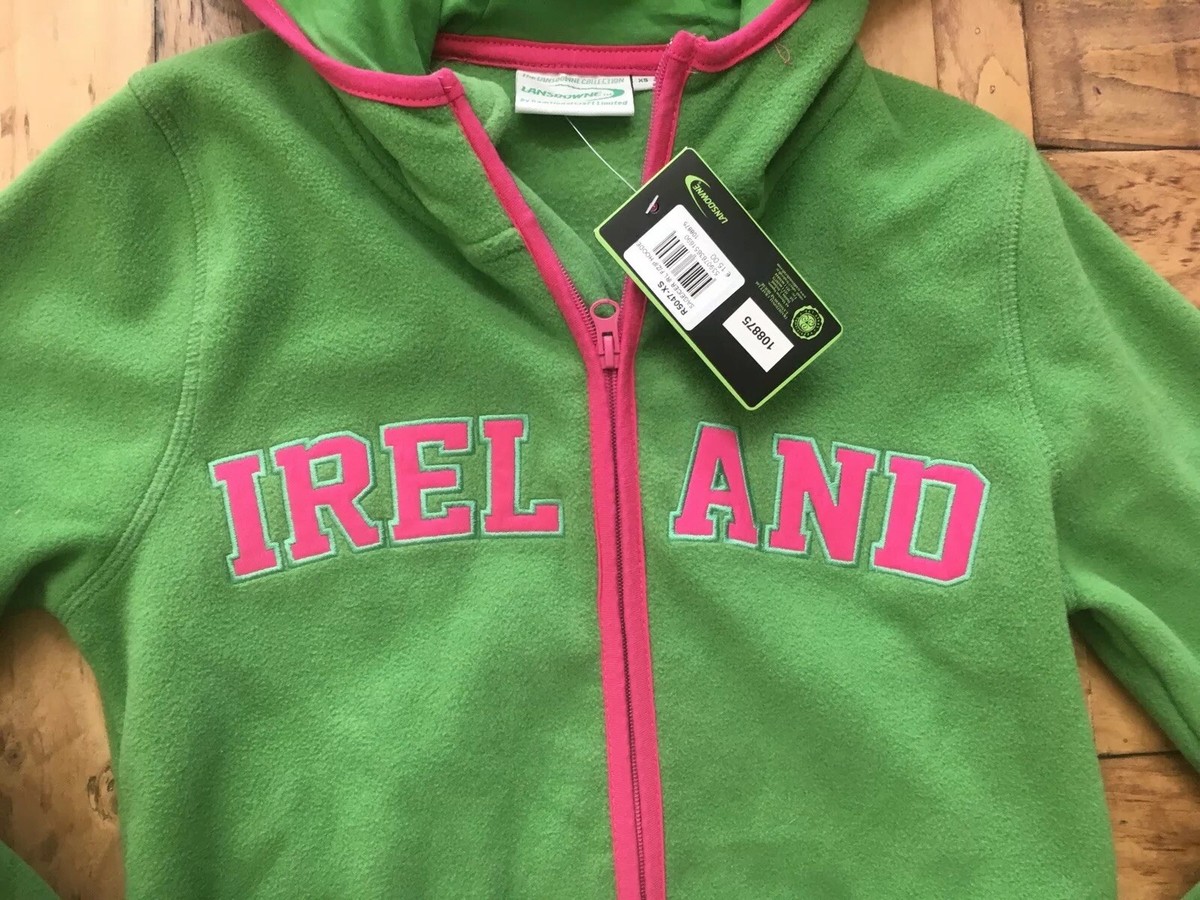 S.O様 18 NWT! Women's Green and Pink IRELAND Zip Front Polar Fleece