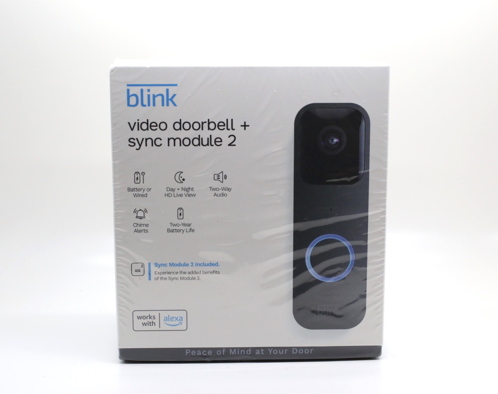 Blink Video Doorbell + Sync Module 2 Wired or Wire-free, HD Video (Black)-image
