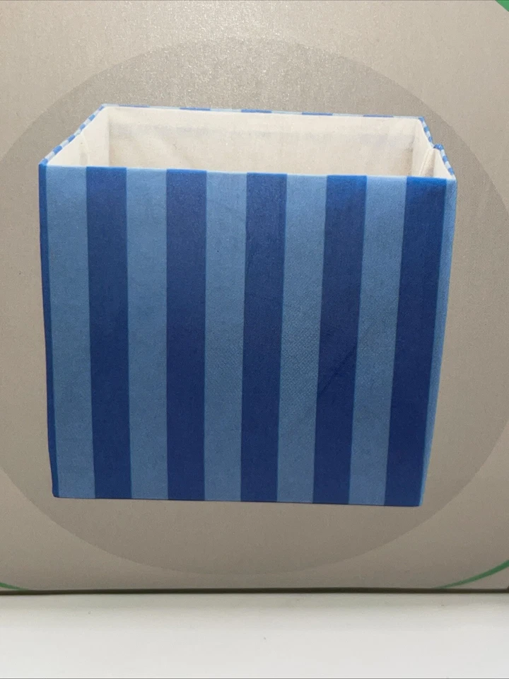 6 X Cube Storage Boxes. Collapsible Design. Blue Stripes H32XW33xD37cm BNWT New - Image 3 of 4