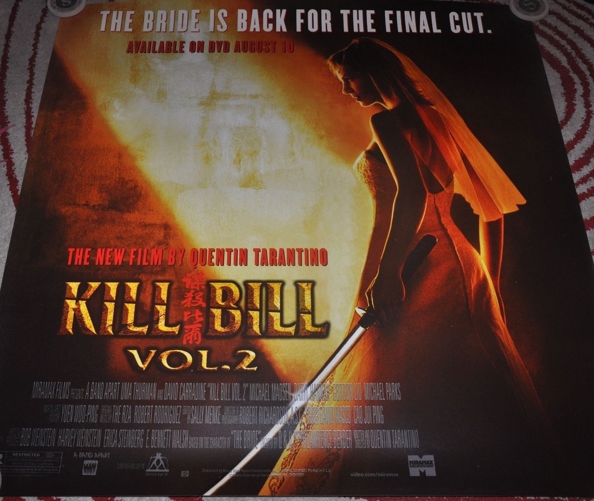 KILL BILL VOL. II RARE 48 X 48 PROMO POSTER QUENTIN TARANTINO UMA