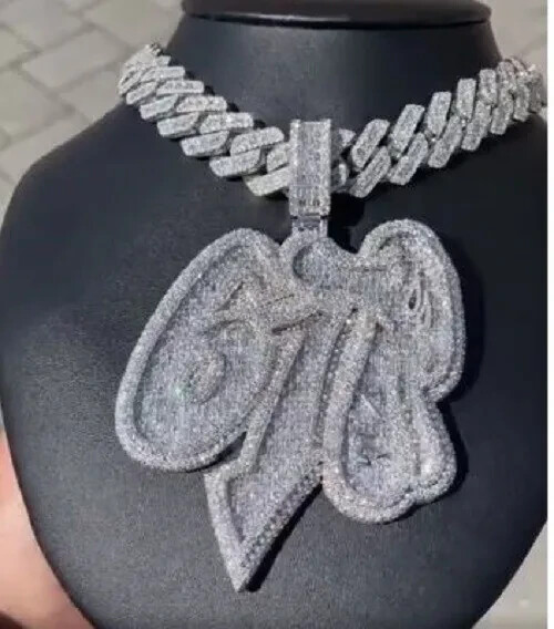 5.20Ct Baguette Cut Real Moissanite Men's Customize Pendant 925 Sterling Silver