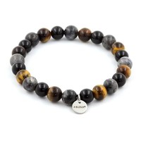 Armband Perlen Tigerauge+Labradorit+Schwarzer Achat 8 Mm. Made In