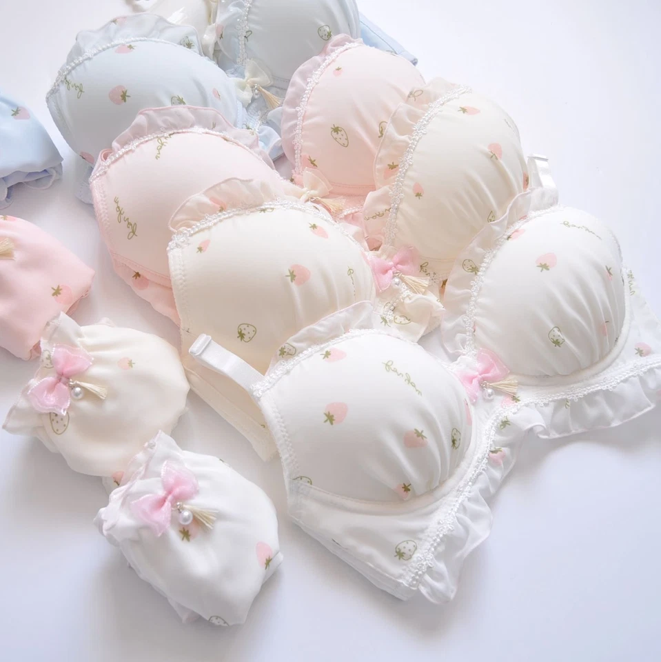 Conjunto de sujetador de gasa para niñas 32C 34D 34C 34E primer sujetador con volantes bragas coreanas lindos regalos Foto 3 de 4