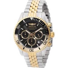 Invicta Men's Watch Pro Diver Chronograph Black and Gold Dial Bracelet 44720