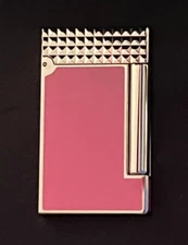 S.T. Dupont Pink Lacquer & Silver Lighter, Line D 017068, 17068, New In Box