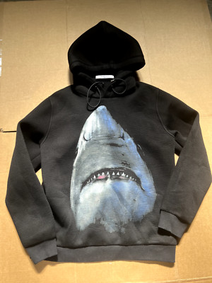 Givenchy Shark Graphic printed black viscose hoodie sweatshirt Men's Size Small