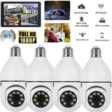 4x360° Panoramic WiFi IP Camera E27 Light Bulb Wireless 1080P HD Security Camera