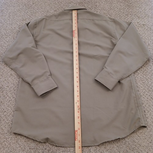 Natural Issue Shirt Mens Size 16 Solid Beige Long Sleeve Button Up Polyester - Picture 6 of 11