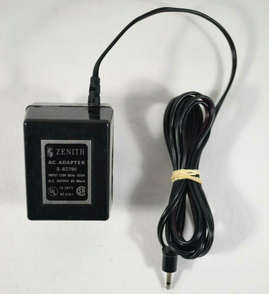 OG Vtg ZENITH S-82790 AC Adapter Power Supply Cord for Old Radio 6V 80mA OEM