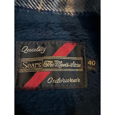 Vintage Sears The Mens Store Blue Plaid Wool Blend Jacket Size 40